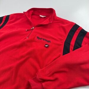 Detroit Red Wings NHL Pullover MENS Red Black 1/4 Zip Fleece Sweatshirt SIZE XL
